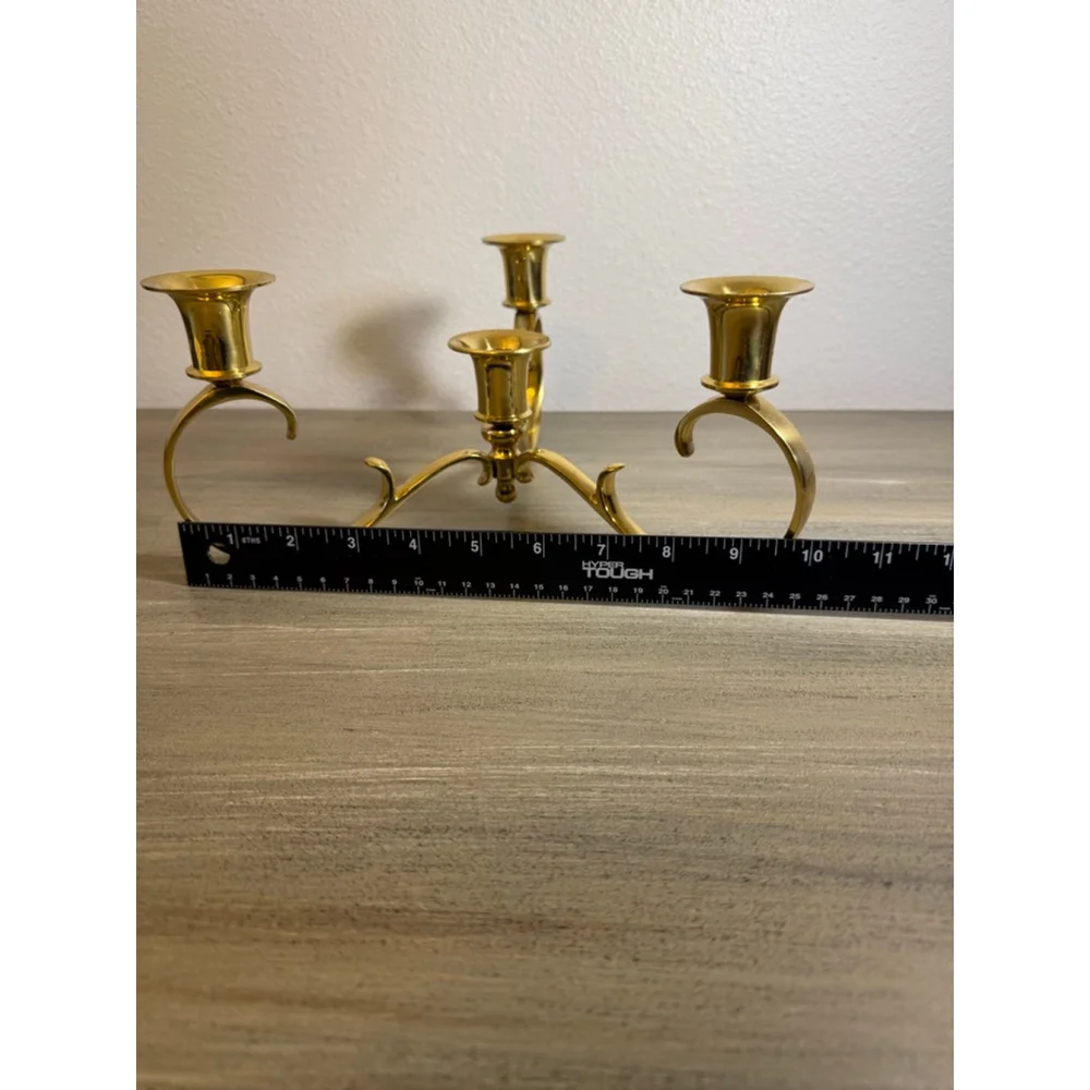 Vintage 3 Arm Brass Candelabra 4-Candlestick Holder